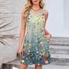 Women's Casual Fashion Breathable Flower Printed Vest Dress With Pockets