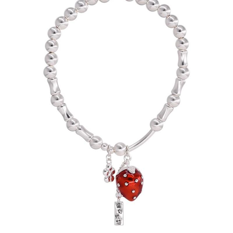 VENTFILLE 925 Sterling Silver Strawberry Tassel Bracelets for Women Girl Irregular Versatile Creative Jewelry Gift Dropshipping
