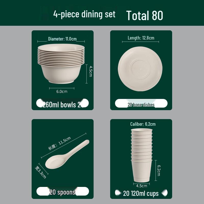 Rice Husk Disposable Tableware Set