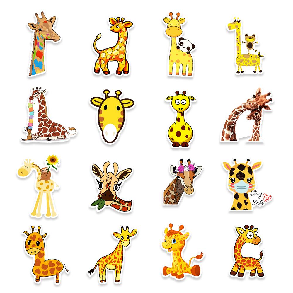 50 Giraffe Cartoon Stickers Laptop Tablet Guitar Decorative Stickers