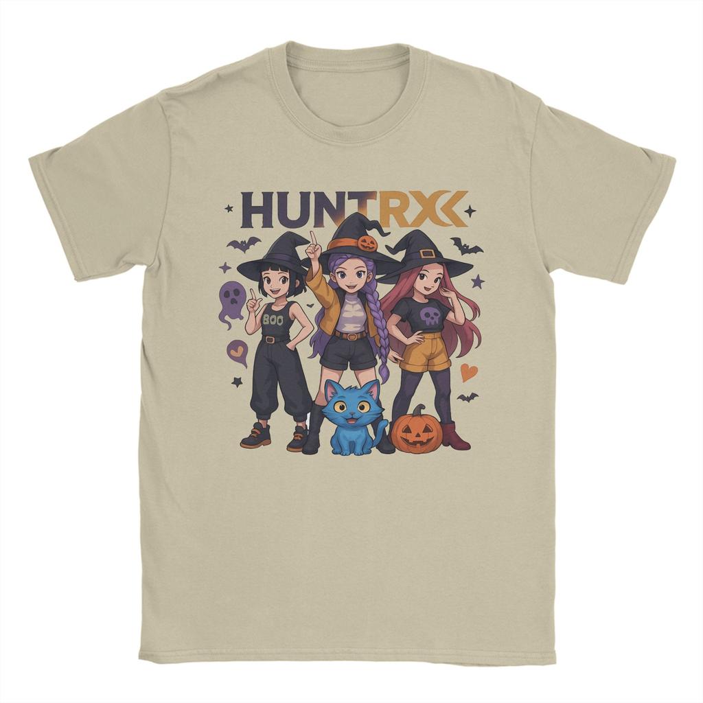 Gruseliger Hunterx Halloween Kpop Dämonenjäger Huntrix Mädchen und Tiger T-Shirt für Männer Baumwolle Humorvolles T-Shirt Rundhals T-Shirt