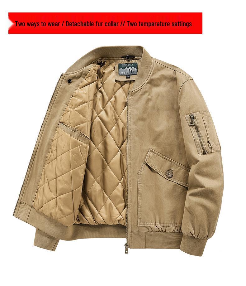 Herren Plus Size Baumwolljacke mit Fleecefutter und abnehmbarem Kragen - Herbst Winter 2022 Kollektion, Modell 7022A.