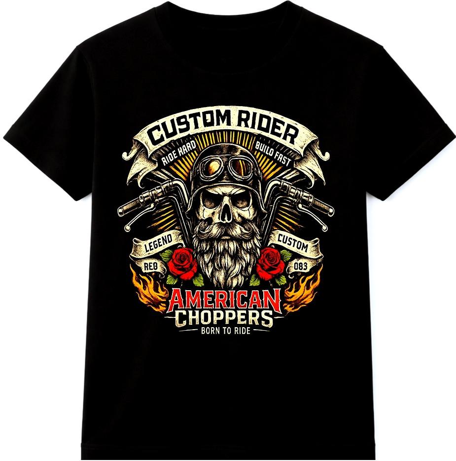 Biker T-Shirt Born To Ride Motorcycle Chopper Vintage Rider Gift Graphic Tee S разноцветный