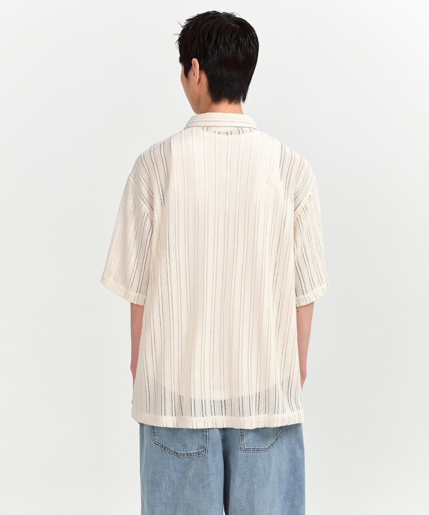 Musinsa Standard Relaxed Crochet Short Sleeve Shirt [Ivory]