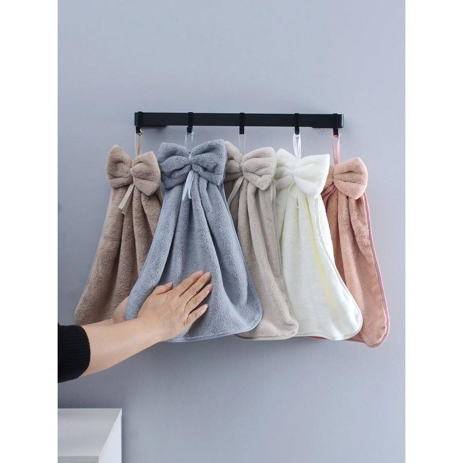 Striped Pattern Bow Decor Washcloth, Modern Color Block Hand Towel for Bathroom Home Bathroom Decor Back To School