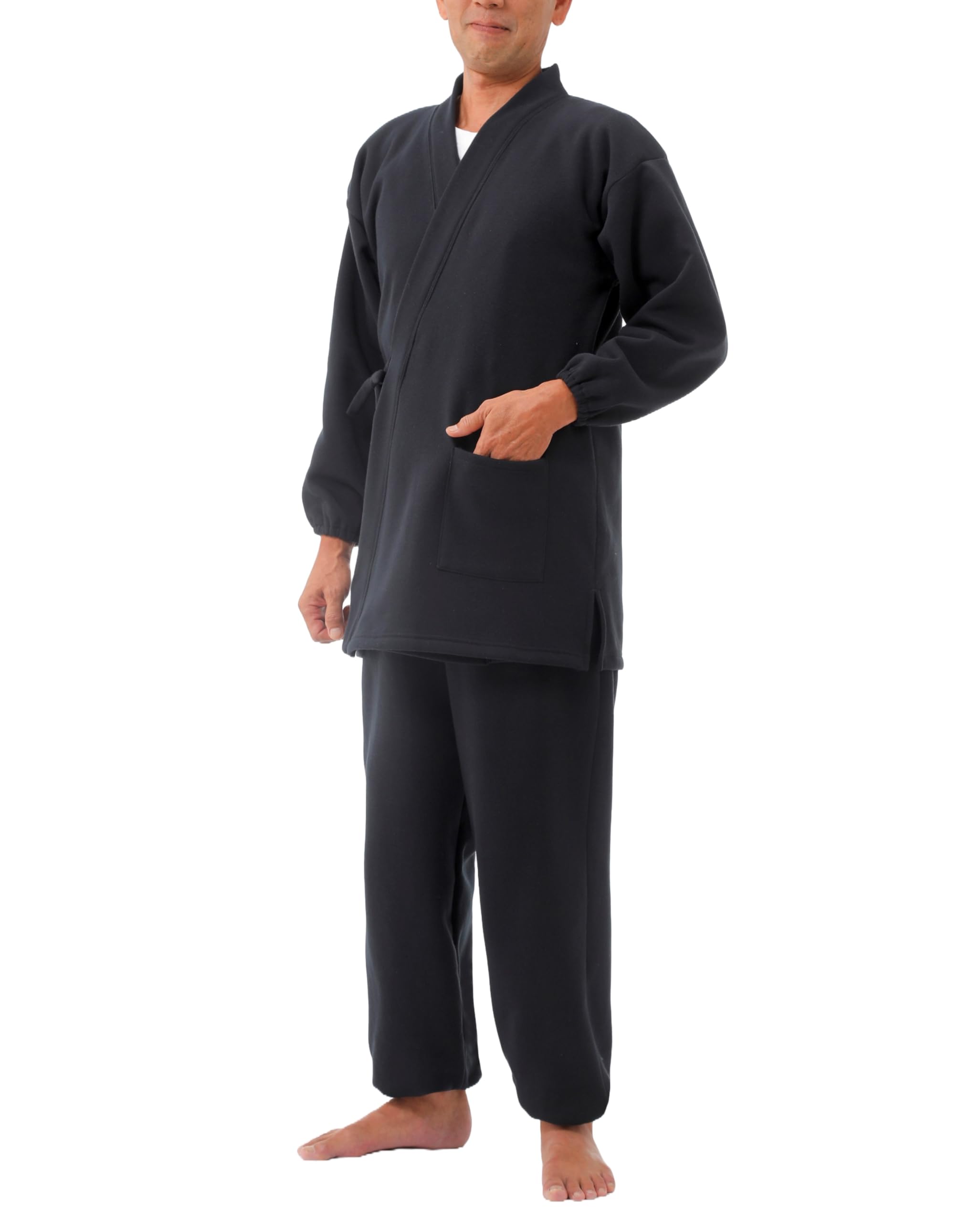

Little Island Men s Samue/Jinbei Set, Fleece-Lined Knit Top and Bottom Set, Fall/Winter, Elastic Sleeves and Hems (Dark Navy, Sizes LL-3L)