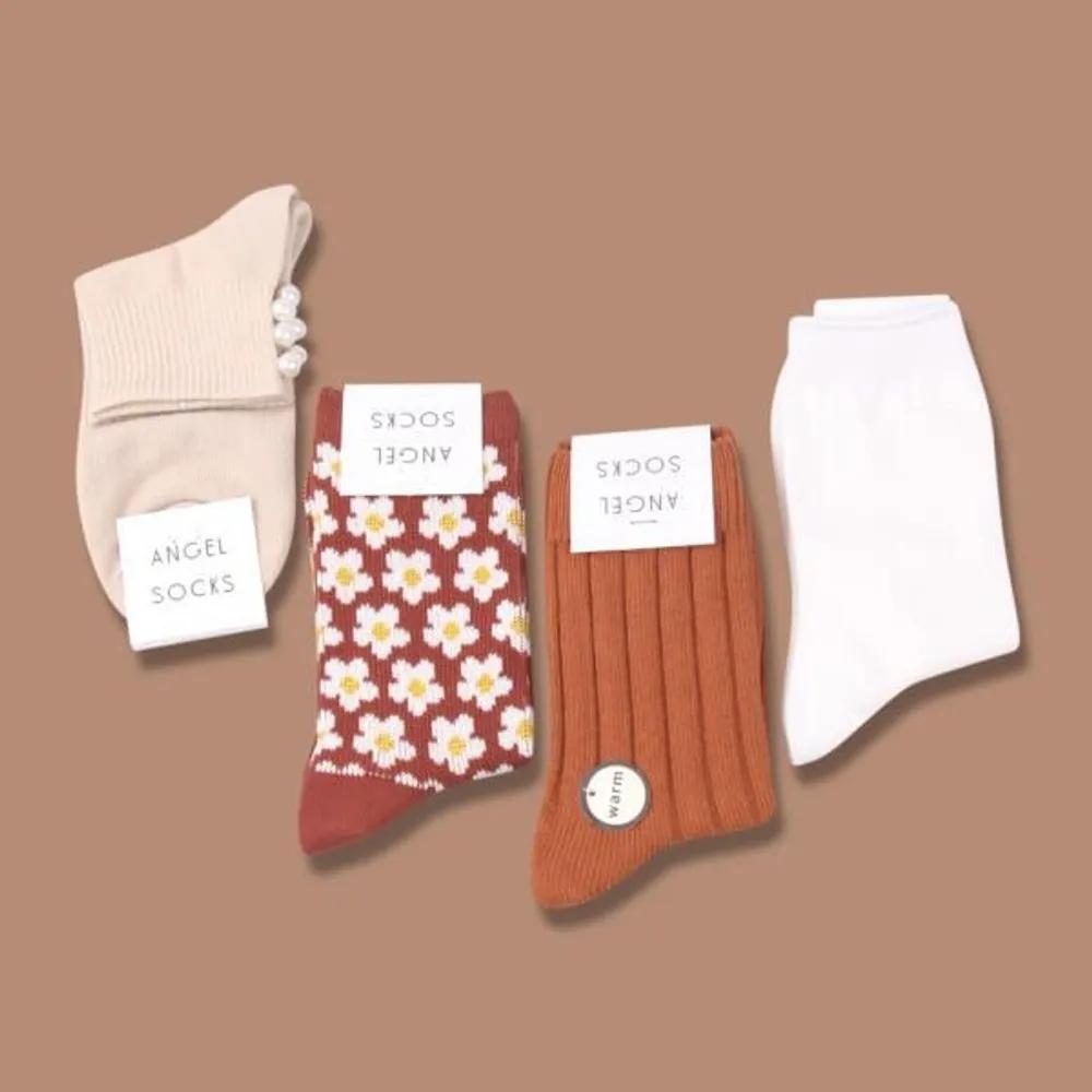 Angel Socks SET004 - Polyage Autumn Set Gift Flower Brown Socks