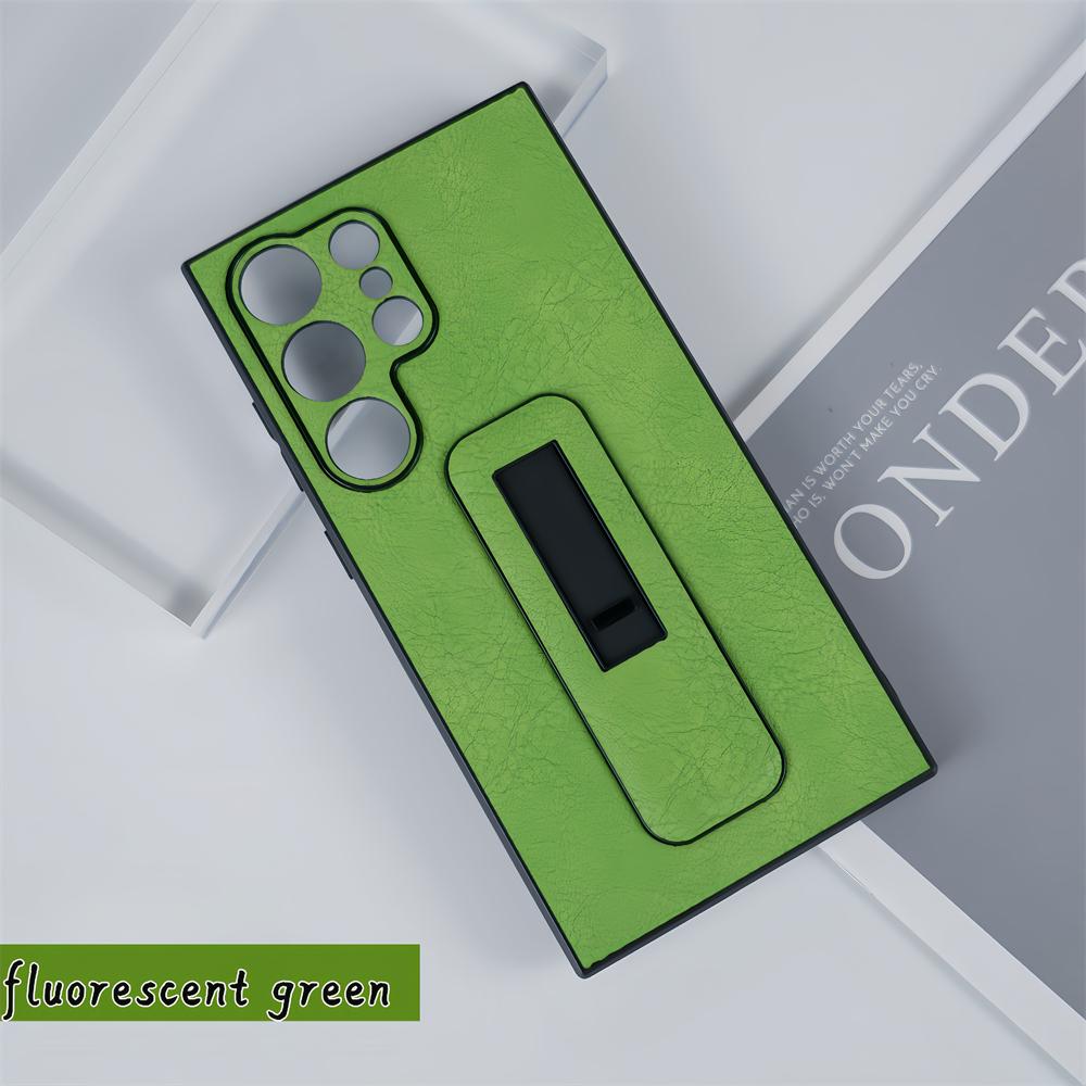 

Роскошный ультратонкий кожаный чехол с невидимым кронштейном для Samsung Galaxy S24 S23 S22 S21 Ultra Plus, защитная мягкая задняя крышка для камеры For iPhone 15 plus зелёный