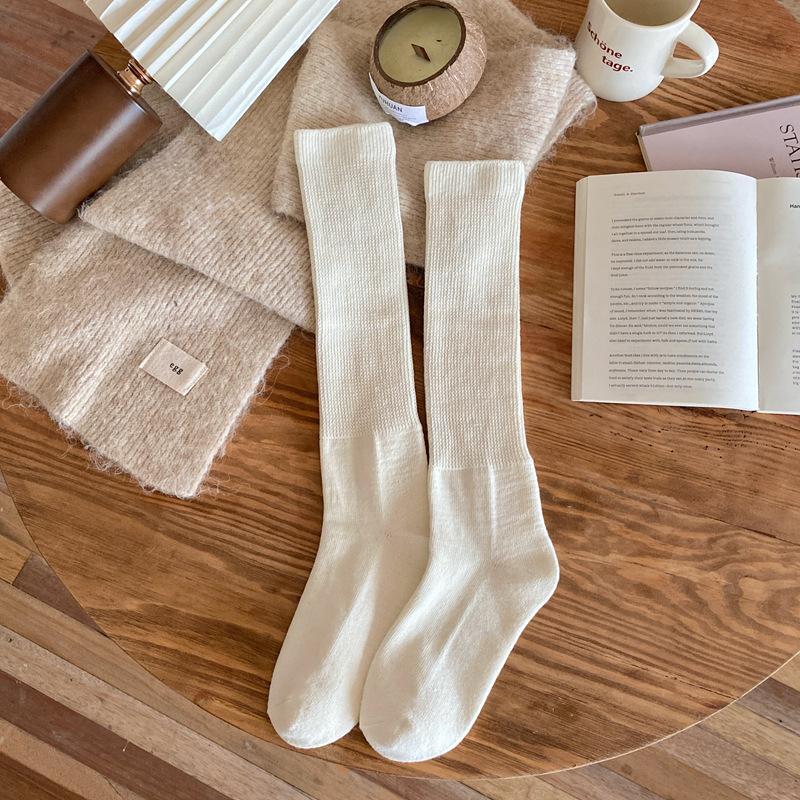 Autumn And Winter Stockings Children Thickened Terry Bottom Warm Medium Tube Stacking Socks Calf Socks Women