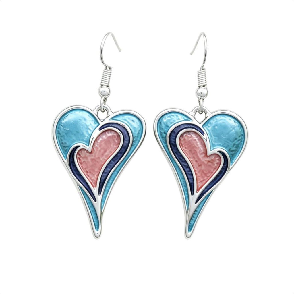 Color Love Enamel Color Earrings Pure Hand-painted Design Heart-shaped Women's Daily Light Luxury Explosive Earrings