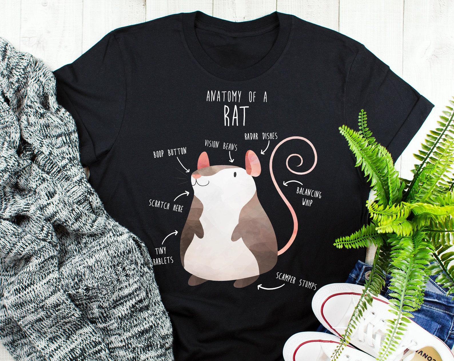 Funny Rat Shirt,  , Rat Lover Gift, Cute Rat T-shirt, Pet Lover Tshirt, Tee, Tops, Mouse, Anatomy, Rat Mom, Rat Dad, Year, Rattie 130