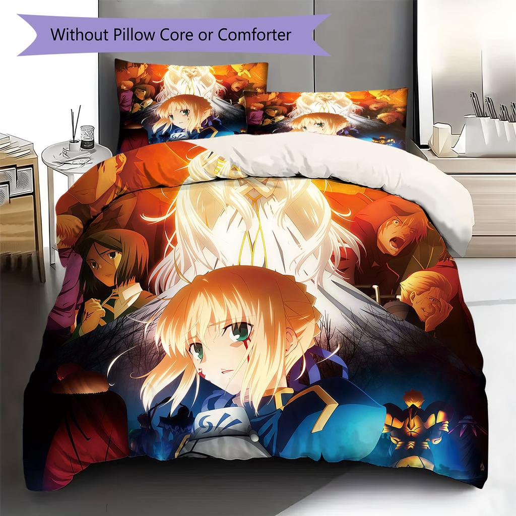 Fate Pattern Bedding Quilt Set Quilt Cover Pillowcase Home Decoration Birthday Gift (1 * duvet cover + 2 * pillowcase, without core)
