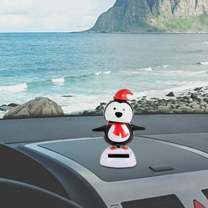 Solar Dancing Snowman Christmas Toys Cute Shaking Head Doll Elk Santa Snowman Penguin Swing Figurines For Car Decor Home Office