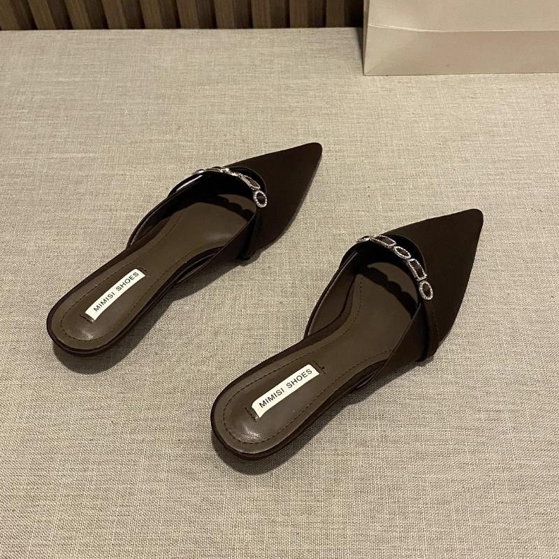 Fashion 2025 New Luxury Fashion Rhinestones Ladies Heeled Slippers Sandals Shoes Female Low Heel Slides Slippers Shoes for Women Mules