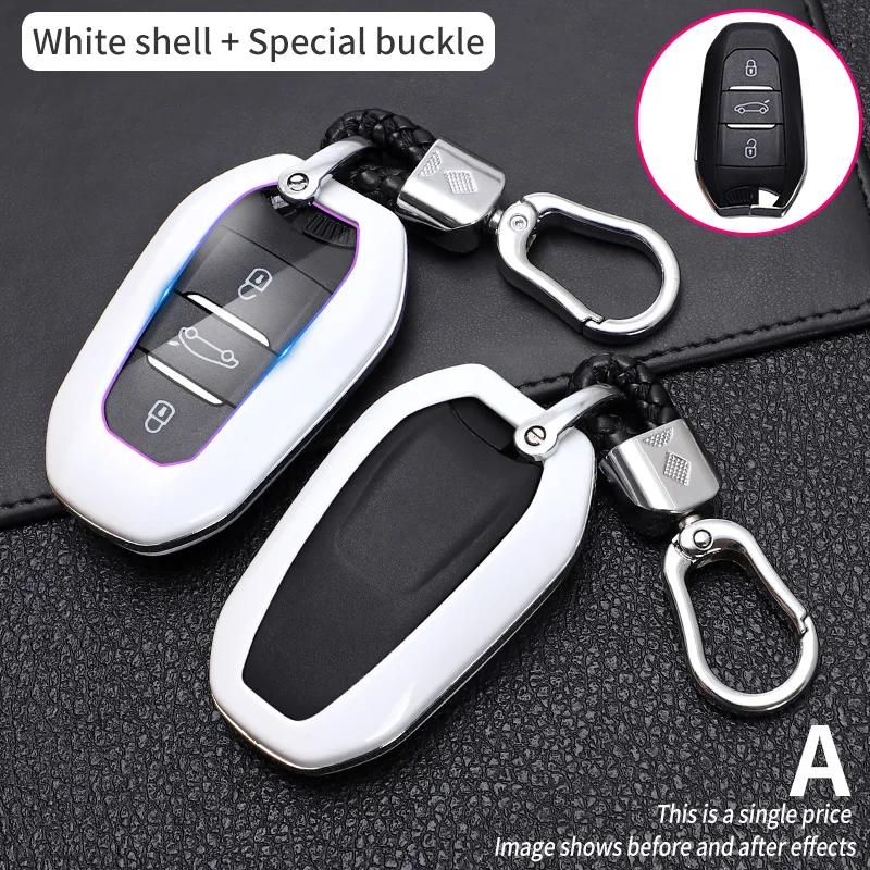 Abs Carbon Fiber Auto Smart Key Fob Cover Case Housing Fit For Peugeot 2008 3008 4008 5008 Citroen C4 C4L C3-Xr C6 Picasso Ds3 Ds4 Ds5 Ds6