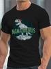 Men'S Plus Size Casual T-Shirt, NANASAURUS Dinosaur Graphic Print, 100% Polyester Crew Neck, Slight Stretch Knit Fabric, Regular Fit Short Sleeve Tee 