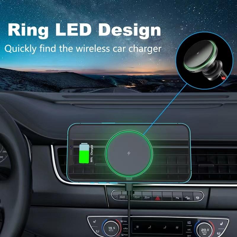 15W Magnetic Wireless Car Phone Holder Adjustable 360 Degrees Car Charger For Iphone15 14 13 Pro Samsung Universal Phone