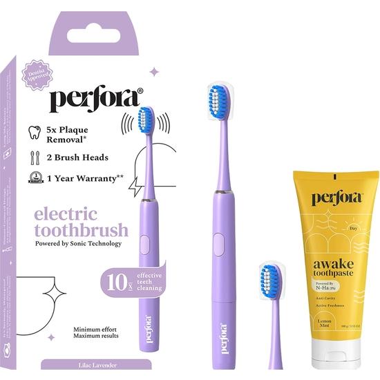 

Электрическая зубная щетка Perfora, 2 режима, питание от батареек AAA, 2 насадки, 90 дней работы от батареи | 1 год гарантии | Для мужчин, женщин и детей, 002 Упаковка из 1 шт.