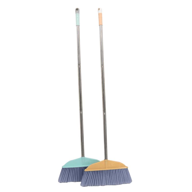 Soft Bristle Plastic Broom with Stainless Steel Extended Handle