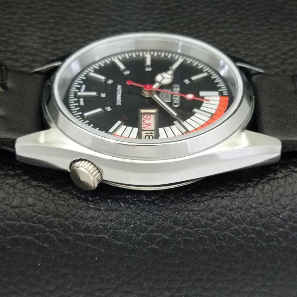 VINTAGE REFURBISHED SEIKO 5 AUTOMATIC 6309A JAPAN MENS BLACK WATCH a441107-4 Sk-a441107