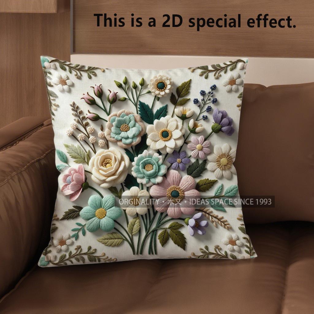2D Boho Vintage Floral Throw Pillow Cases** Pattern Cushion Cover Suitable For Sofa Bedroom Car Pillow Cover