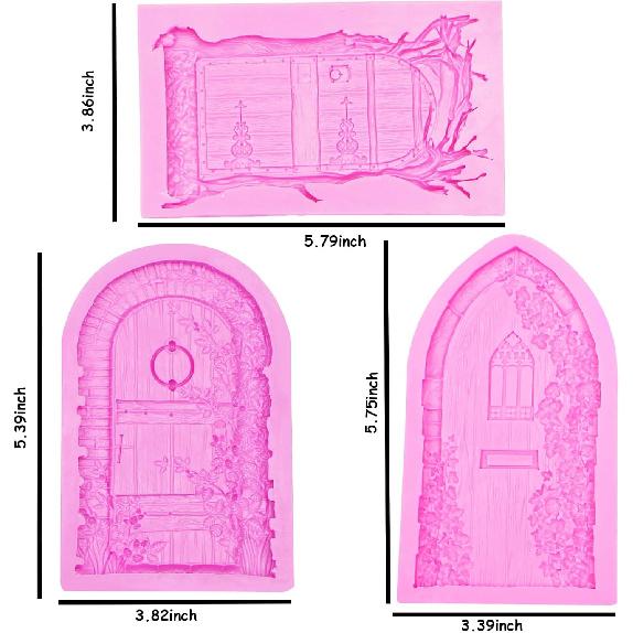 Fairy Garden Door Fondant Molds, Enchanted Vintage Treehouse Silicone Chocolate Molds, Cake Decorating Baking Molds for Pudding Jelly Cookie Candy