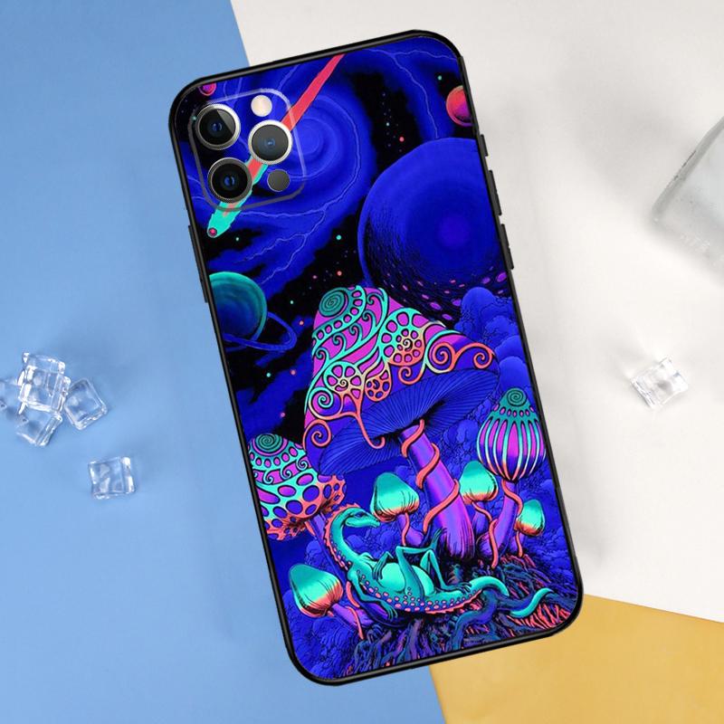 Trippy Mushroom Psychedelic Art Phone Case For iPhone 16 Pro Max 13 12 Mini 11 14 15 Pro Max XR 16 15 Plus 16e Cover Shell