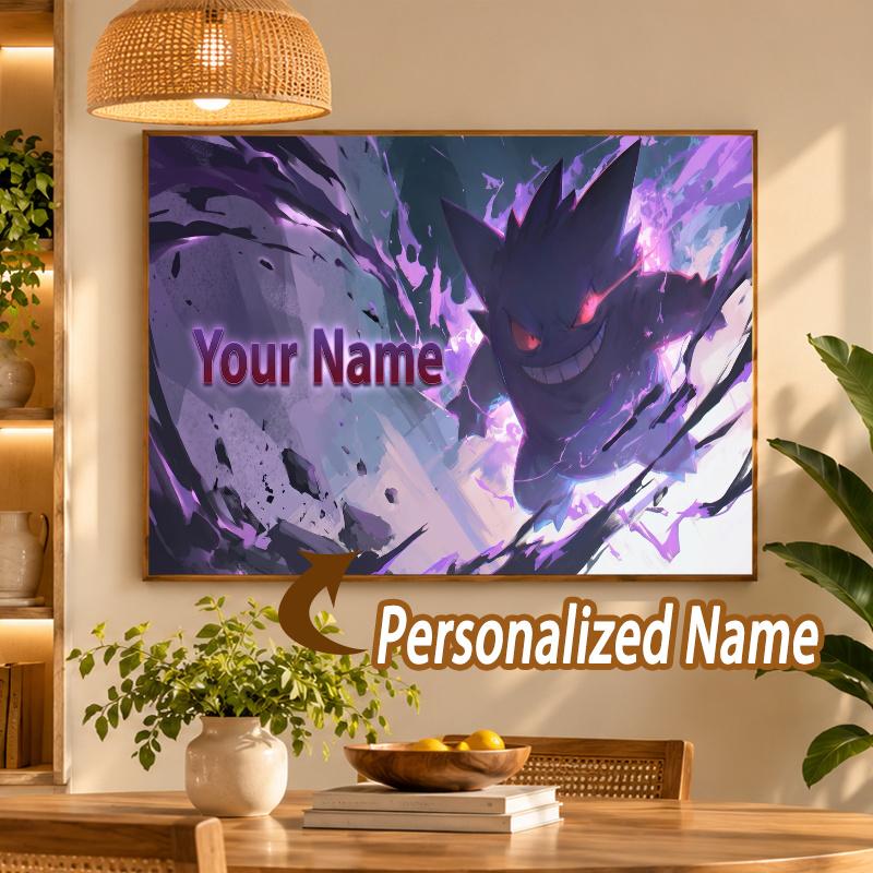 Gengar Custom Name Diamond Painting Personalized 5D Full Drill DIY Diamond Art Home Decor