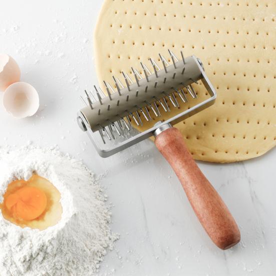 Pizza Jehlový váleček Nepřilnavý Šetřící práci Dřevo Chutné Pečivo Děrovač na těsto na pečení