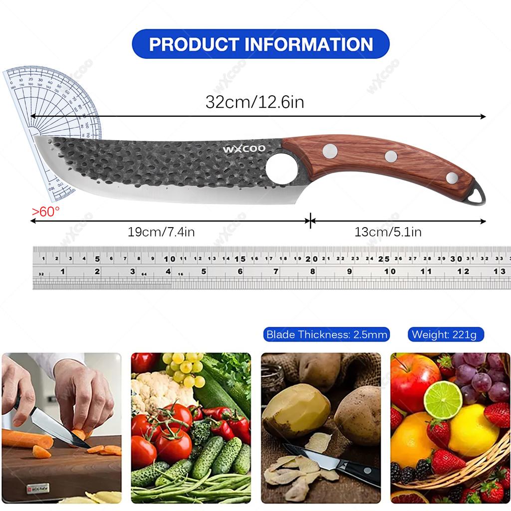 WXCOO Hand Forged Boning Knife Set High Carbon Clad Steel Meat Fish Fruit Cleaver Knife Professional Butcher Kitchen Chef Knives