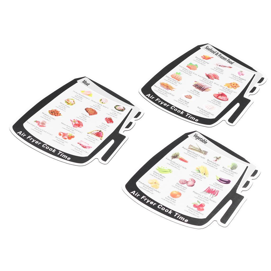 3Pcs Kitchen Cooker Magnet Guide Vegetable Meat Seafood Frozen Food Cooking Times Reference1