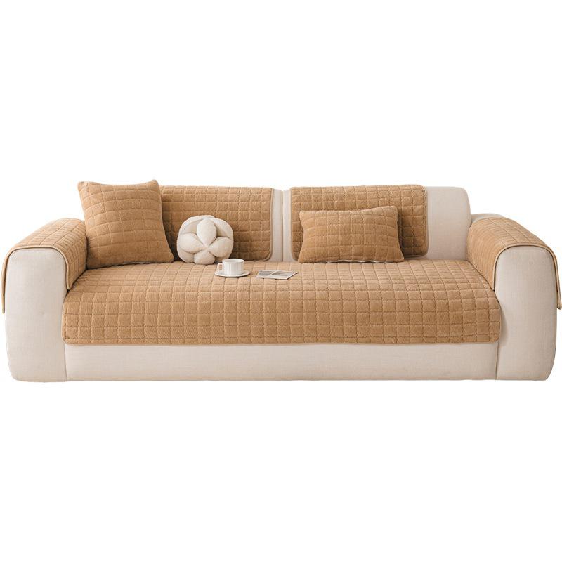 Thick Plush Non-Slip Flannel Sofa Cushion Cover for Autumn & Winter