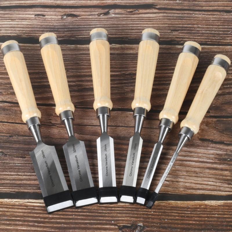 6Pcs Wood Chisel Set for Woodworking CRVSteel with Wood Handle In Wooden Presentation Box