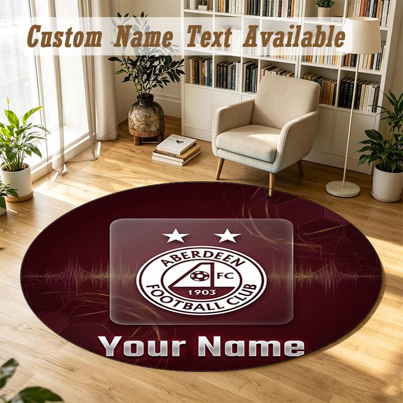 Round Rug Custom NameAberdeen FC Pattern Non Slip Carpet Home Floor Decor