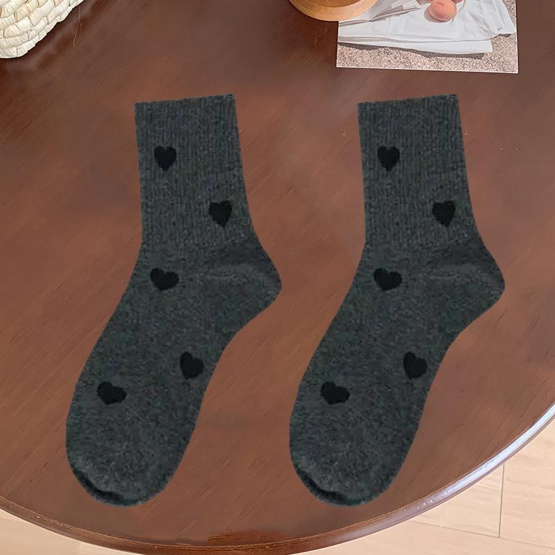 1/5 Pairs Women's Cute Heart Shaped Mid Tube Socks Autumn Winter New Ins Trendy Trendy Versatile High Beauty Duty Series Socks
