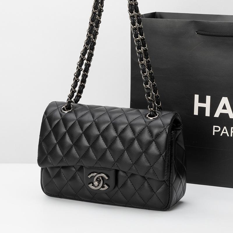 Classic diamond versatile leather messenger bag bag, high-end textured women's bag