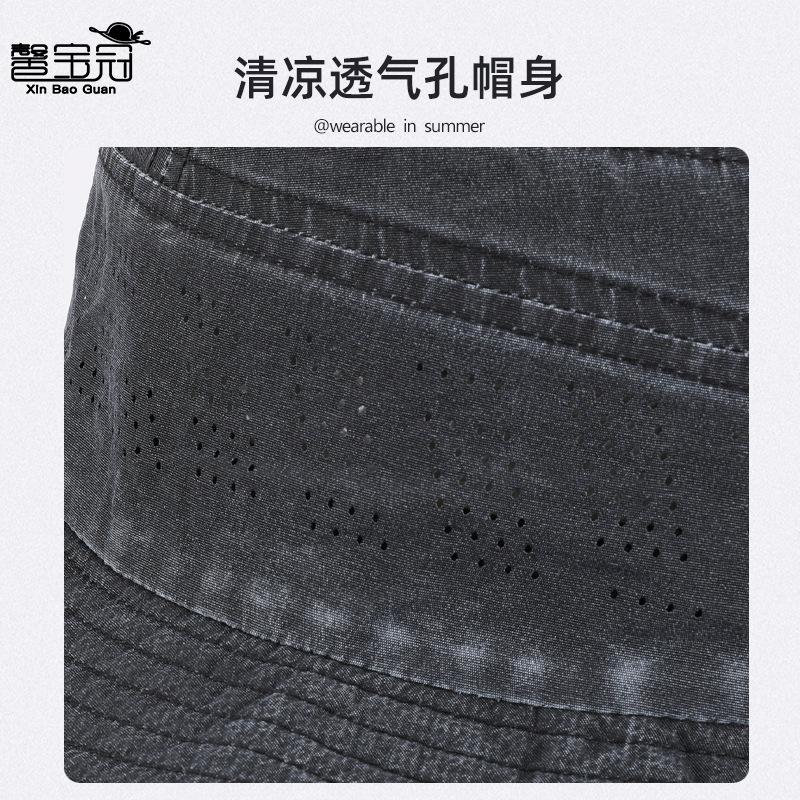 Spring and Summer Outdoor Mountaineering Fishing Visor Big Brim Breathable Bucket Hat British Retro Denim Sunscreen Hat