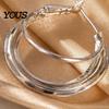 Earring 1 Pair Gold/Silver Hoop Earrings for Women, Chunky Casual And Formal Triple Split Earrings, Multi Statement Jewelry