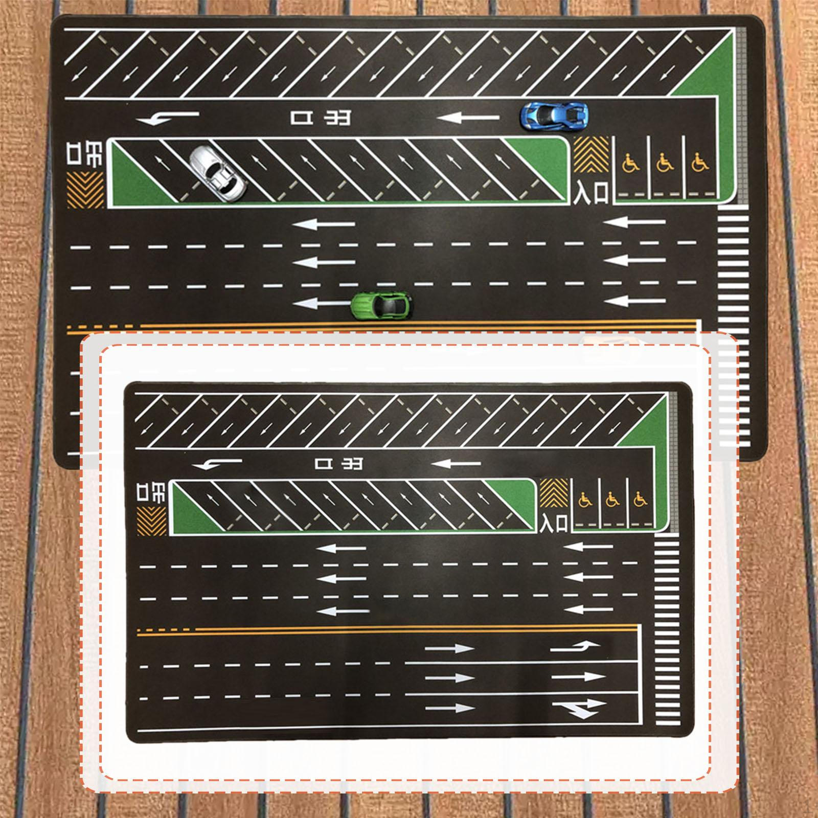 1/64 Parking Lot Mat Desk Pad, Nonslip Rolled up 80cmx50cm Mini Car Garage Scene with