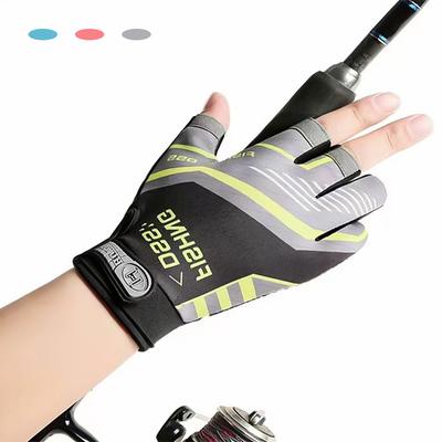 1 par de guantes de pesca de tres dedos, antideslizantes, resistentes a puñaladas y transpirables, de seda helada y con protección solar.