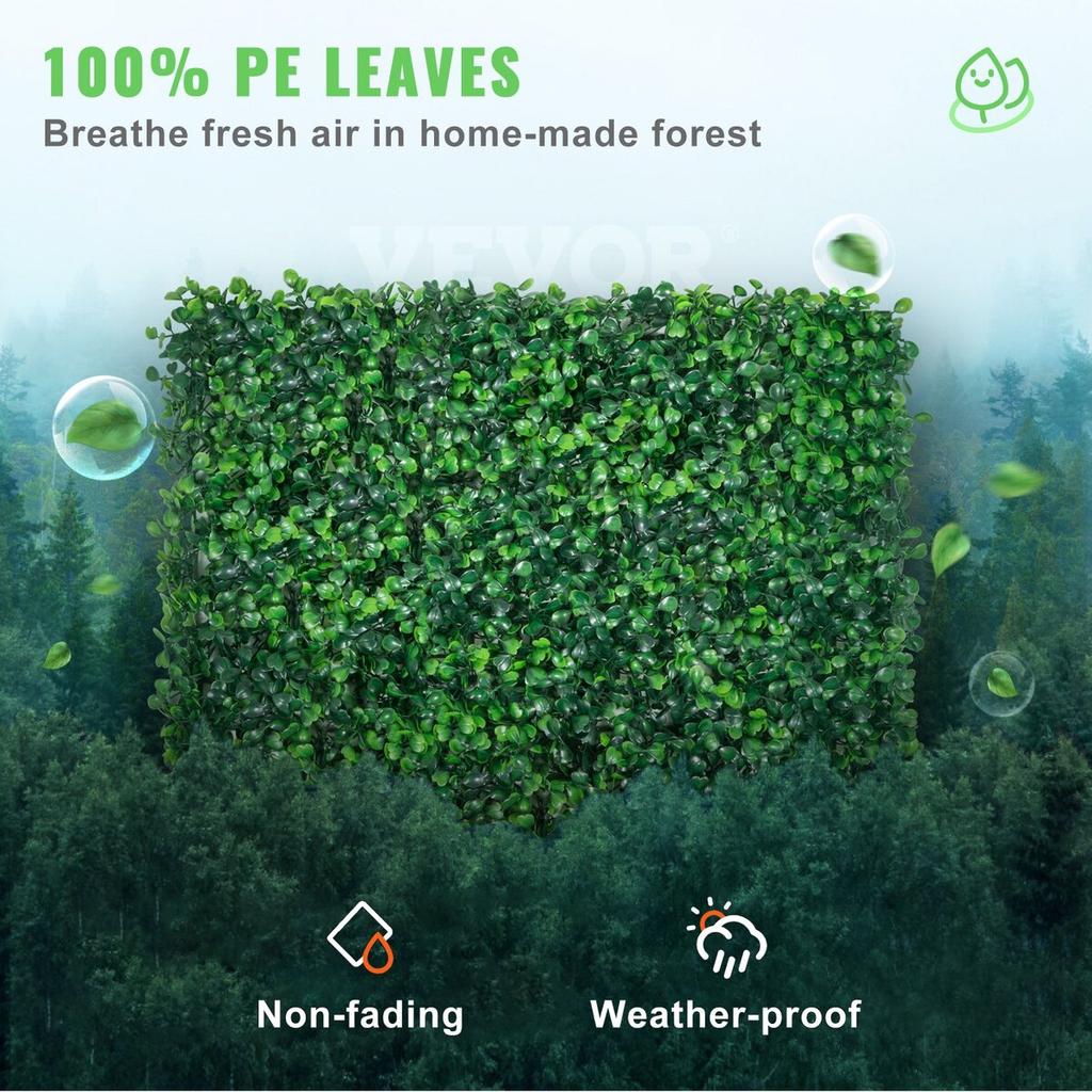 Artificial Boxwood Panel 12pcs 10" X 10" Grass Hedge Wall Mat for Fence