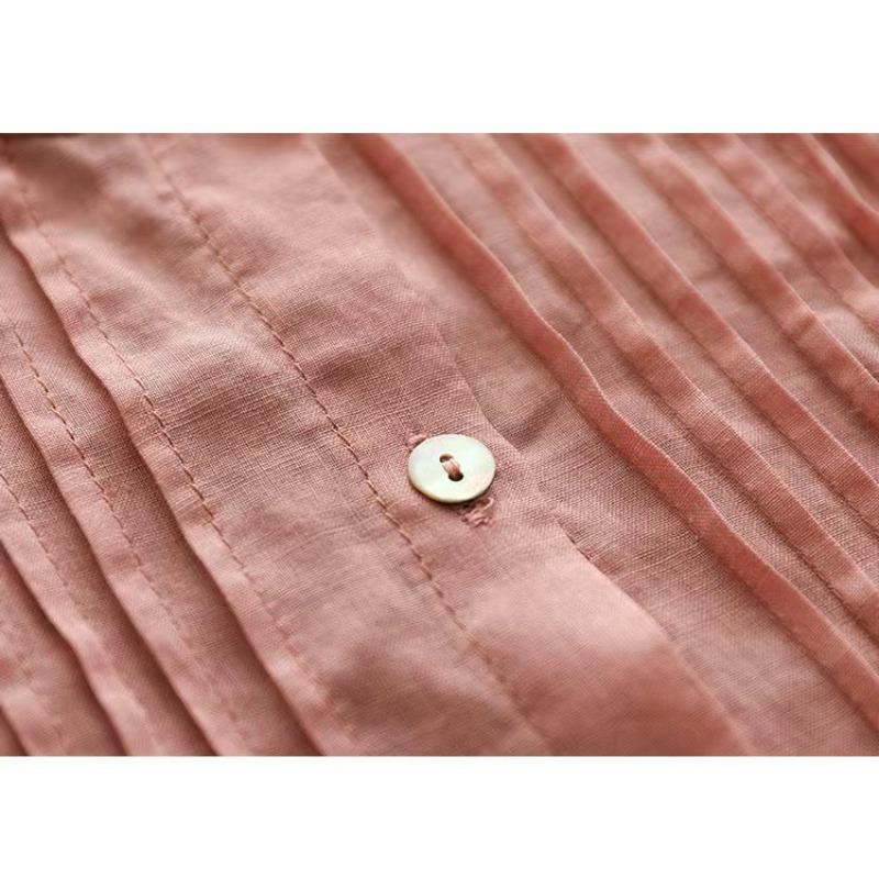 Summer Art Retro Fine Linen Top Women's Thin Cotton Linen Short Sleeved Shirt Blouses & Shirts