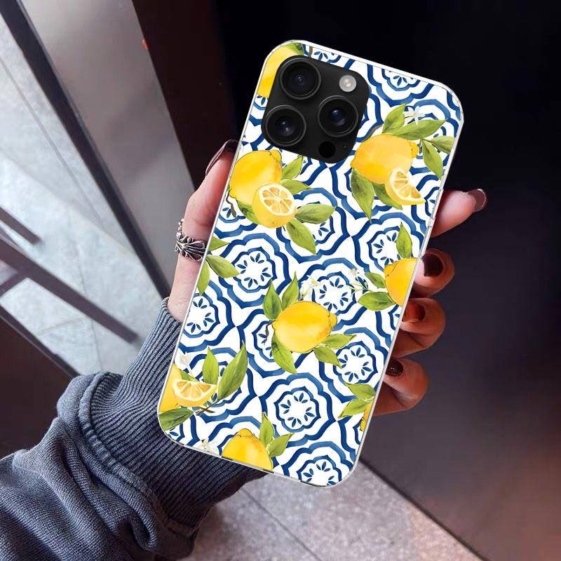 Mediterranean Lemon Phone Case For iPhone 17 Air 16 15 Pro Max 14 Plus 13 Mini 12 11 Cover 7 8 SE Silicone Shell Print Fundas 17