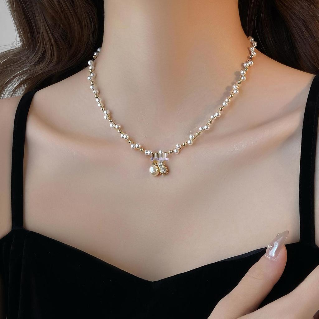 2025 Peanut Pearl Pendant Necklace: Elegant Light Luxury Choker for Women