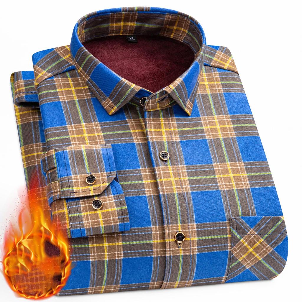 Pánské oboustranné fleecové košile s dlouhým rukávem a kostkovaným vzorem, silnější, zimní, ležérní, hřejivé, trendy, odolné proti chladu, pohodlné košile pro muže