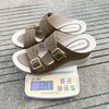 Summer new wedge heel sandals women's open-toe one-word buckle wedge heel sandals are comfortable and lightweight