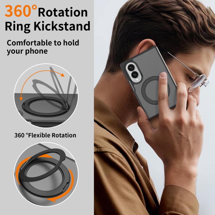 Skin Feel Rotating Holder Magnetic Phone Case For Galaxy Z Fold8 Ultra 5G, Matte PC TPU Shockproof Anti-Scratch Protective Cover