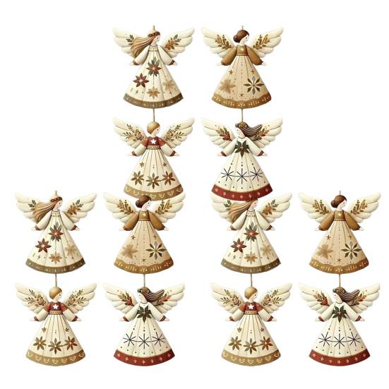 Tre Engel Julepynt Rustikk Gårdshus Engeldekorasjoner Juletre Hengepynt for Ferie Hjemmedekor
