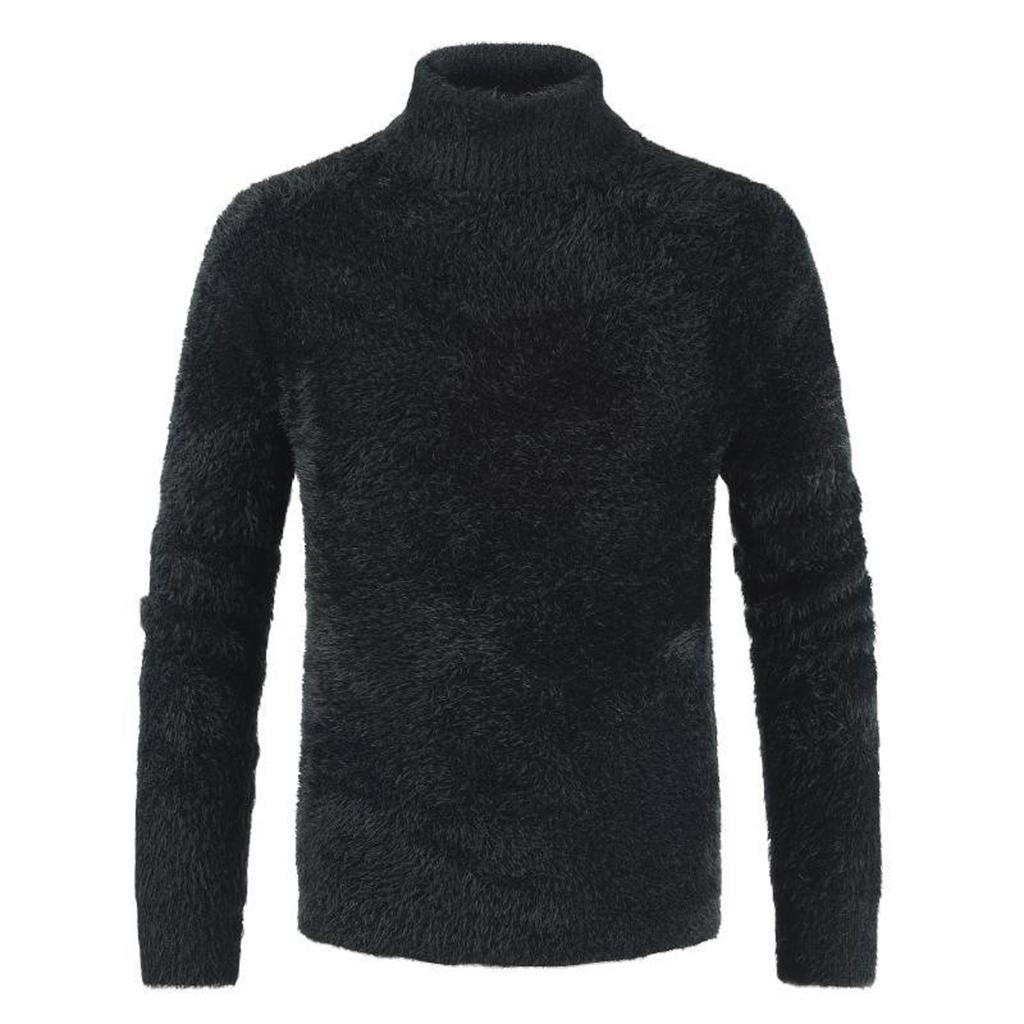 Fashion Casual High Collar Mohair Sweater Men'S Long Sleeved Sweater
