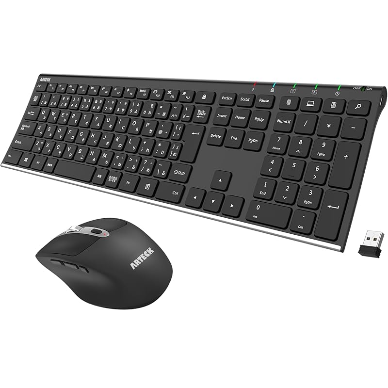 

Arteck 2.4G Wireless keyboard mouse set lightweight Thin Type-C rechargeable full size computer, desktop, pc, laptop, windows Interchangeable with